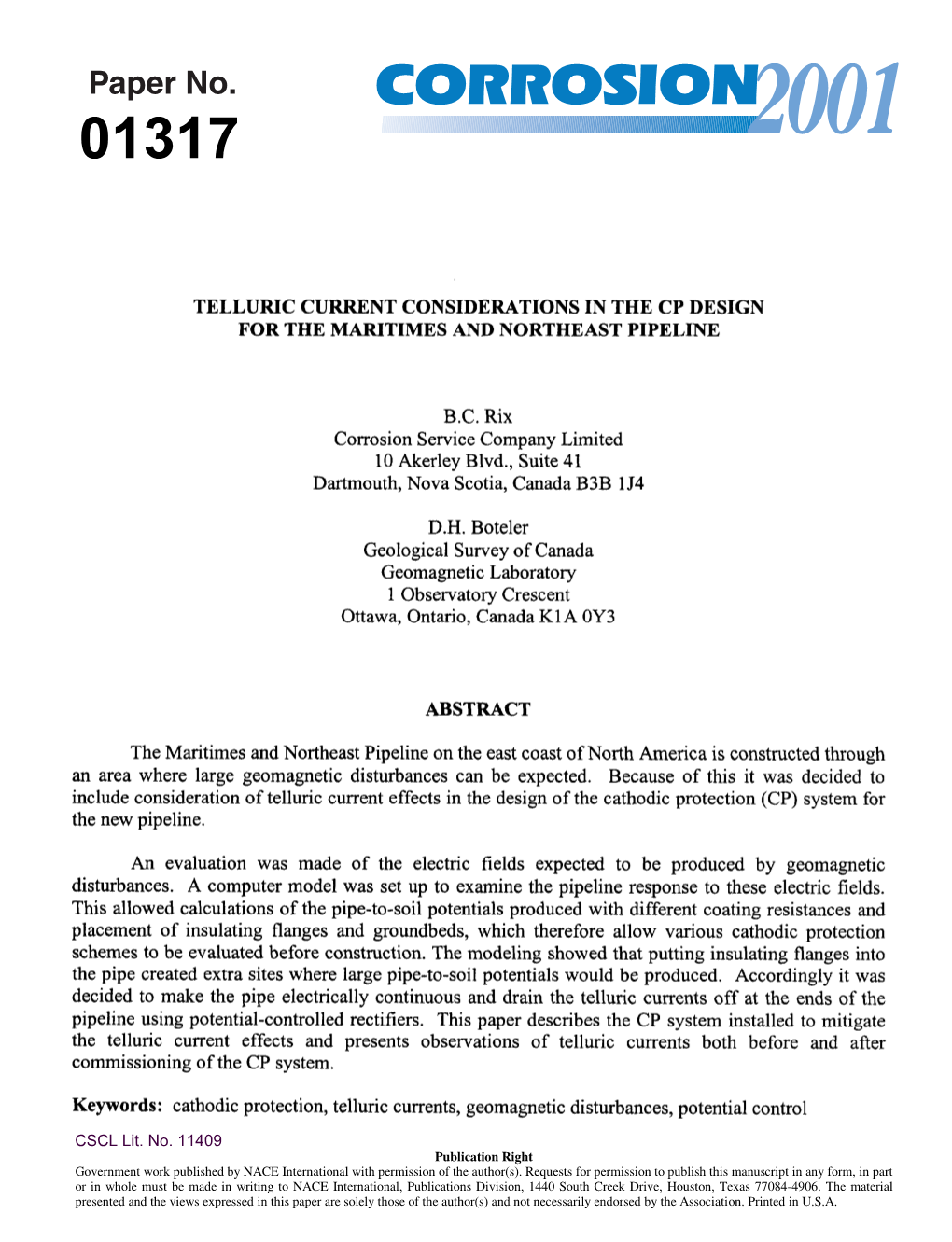 01317: Telluric Current Considerations in the Cp