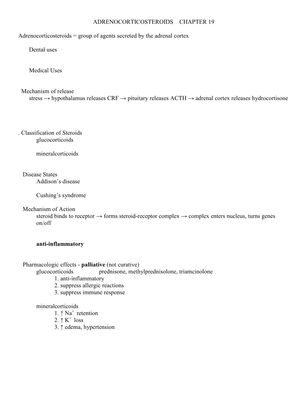 Adrenocorticosteroids Chapter 19