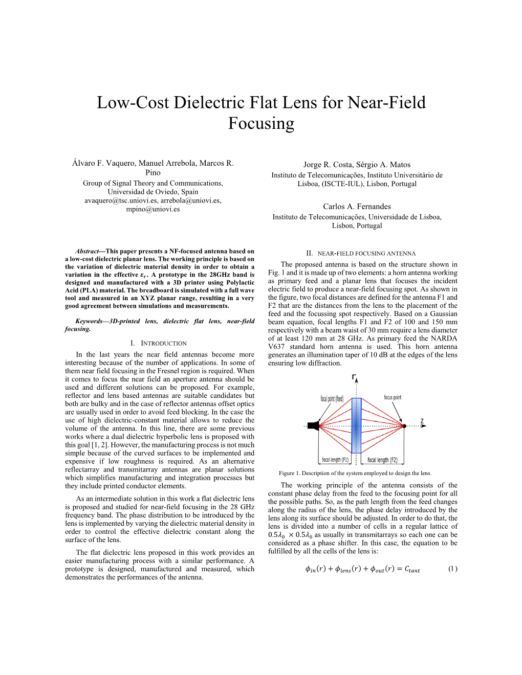 Low-Cost Dielectric Flat Lens for Near-Field Focusing