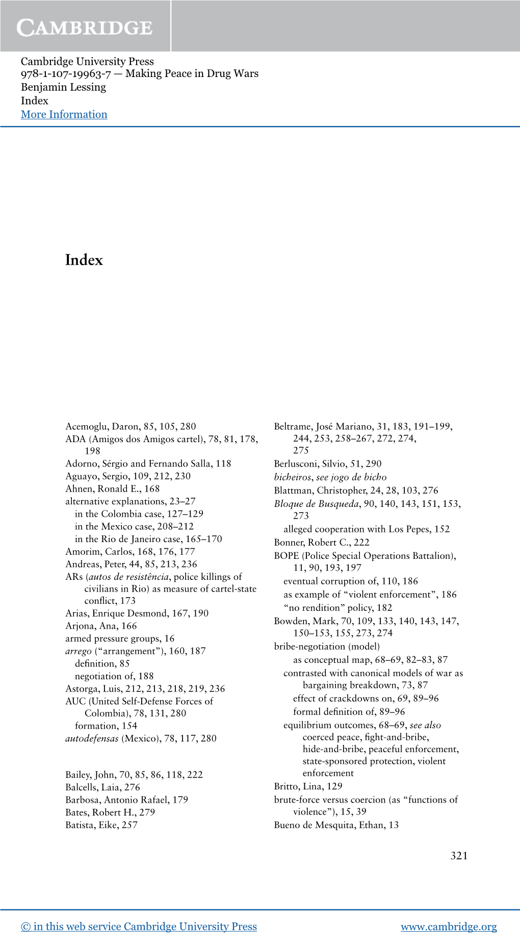 Making Peace in Drug Wars Benjamin Lessing Index More Information