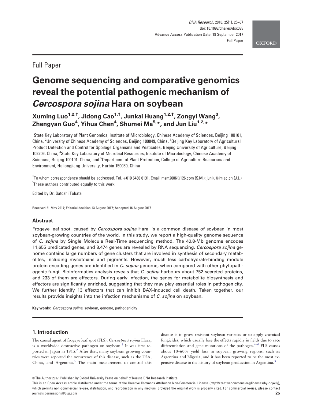 Genome Sequencing and Comparative Genomics Reveal the Potential