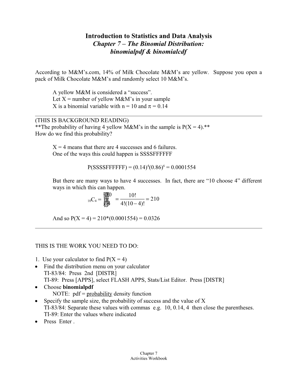 Introduction to Statistics and Data Analysis