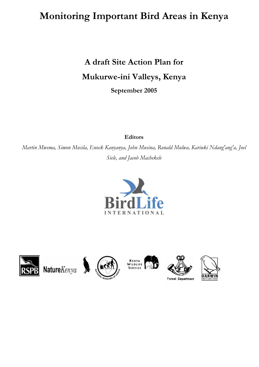 Monitoring Important Bird Areas in Kenya a Draft