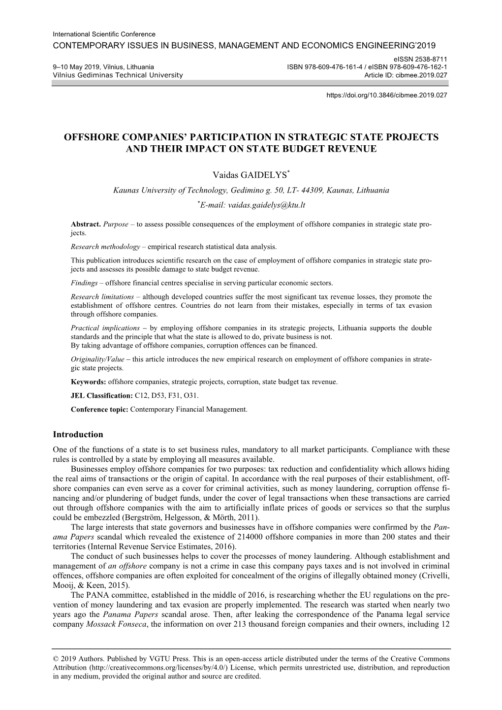 Offshore Companies' Participation in Strategic