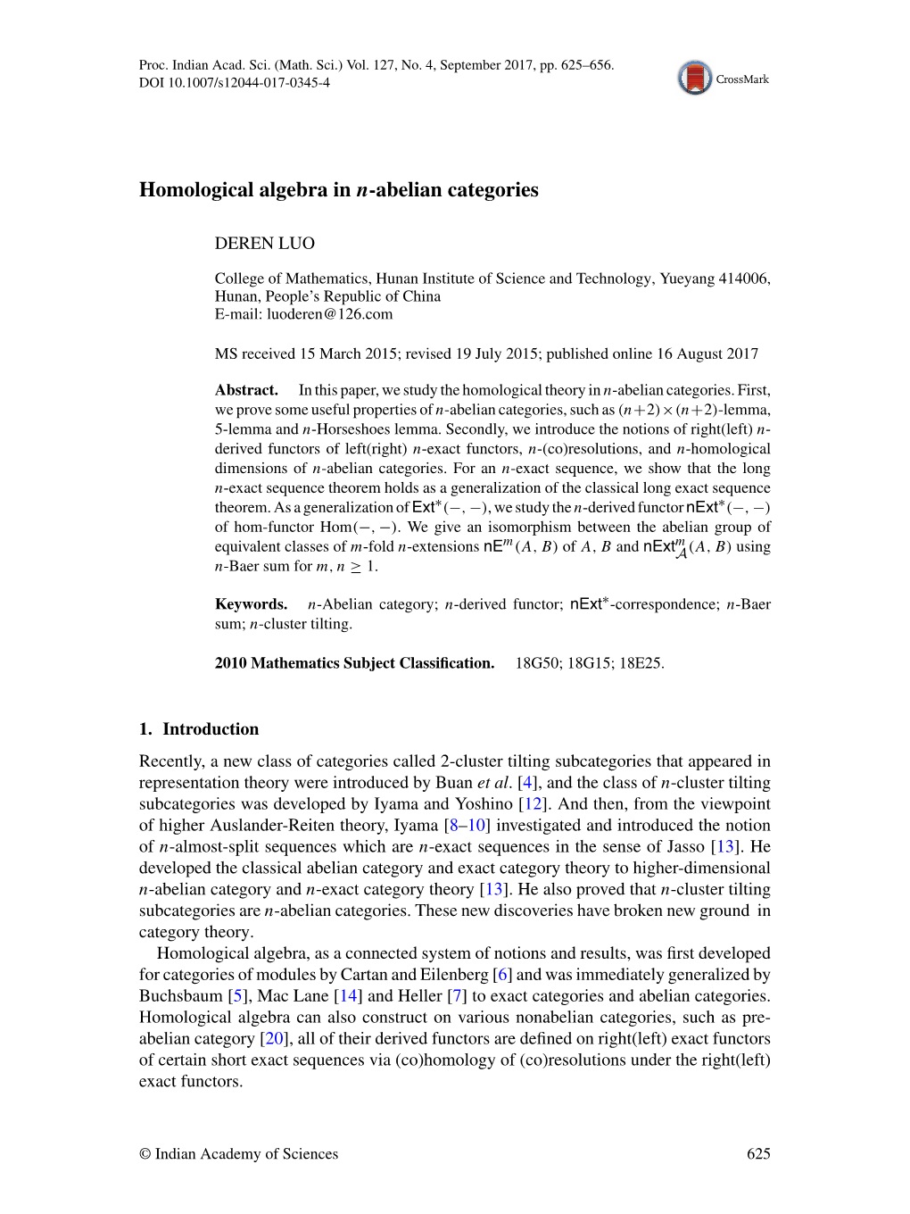 Homological Algebra in -Abelian Categories