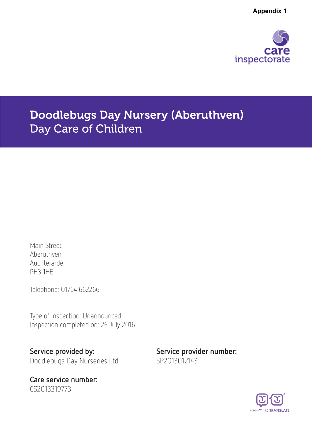 Doodlebugs Day Nursery (Aberuthven) Day Care of Children