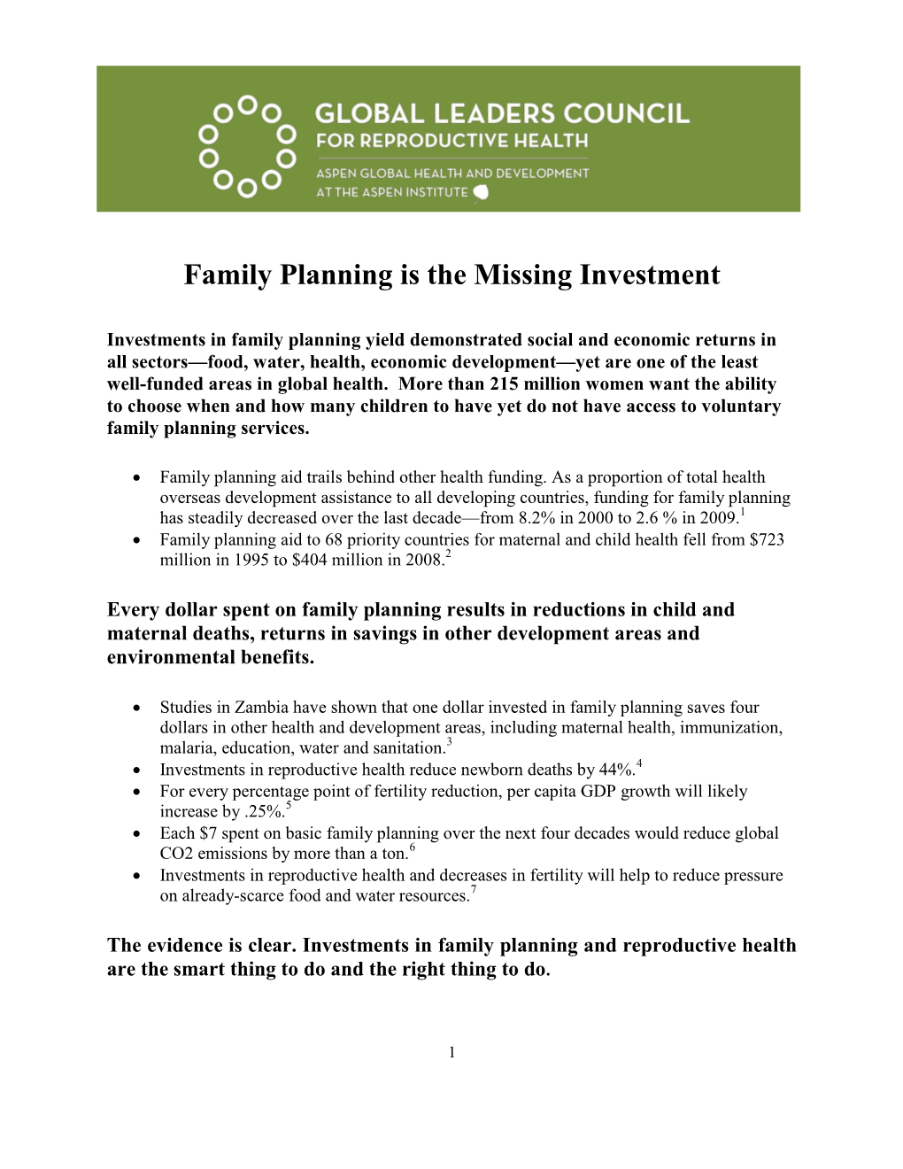 Family Planning Is the Missing Investment