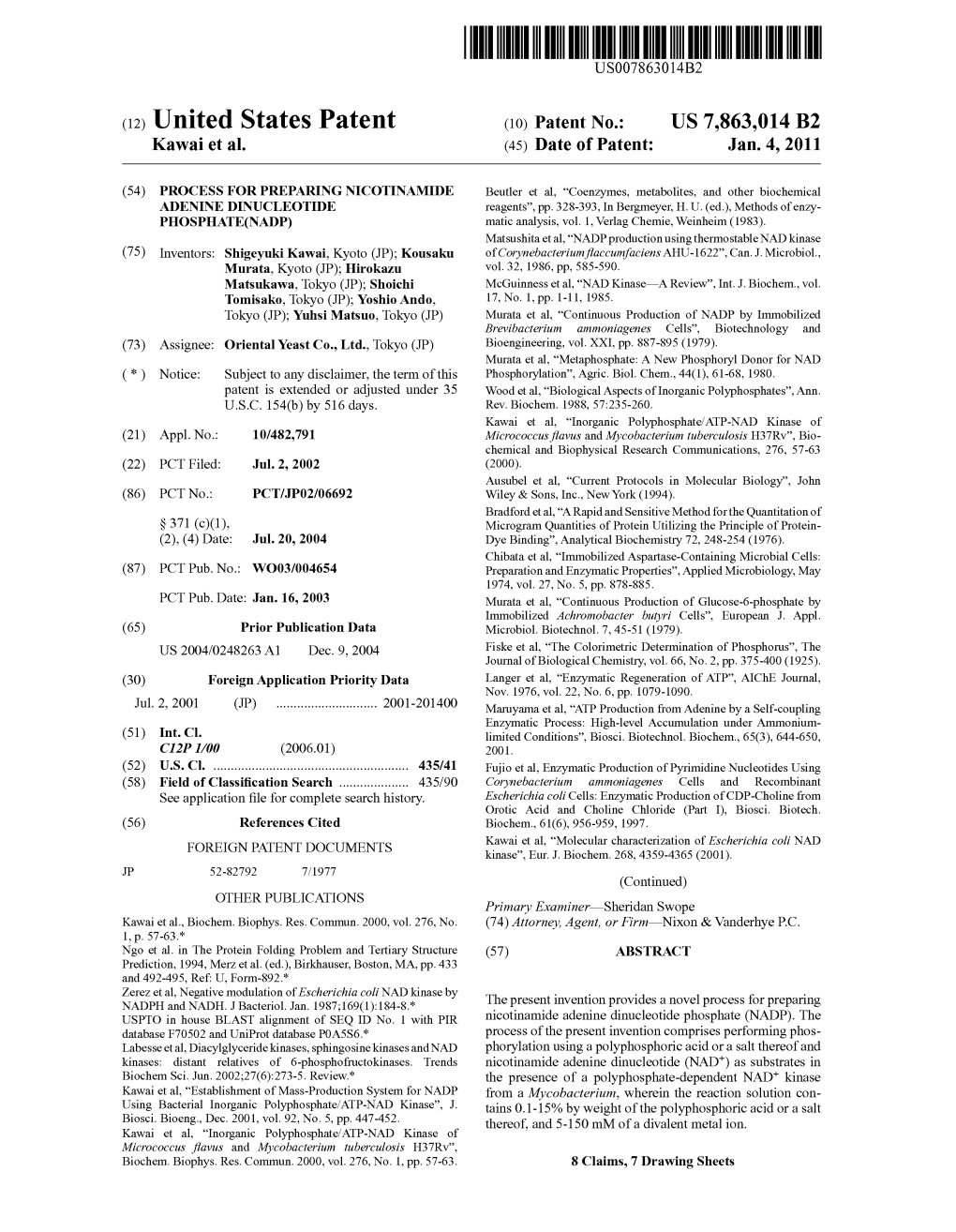 (12) United States Patent (10) Patent No.: US 7,863,014 B2 Kawai Et Al