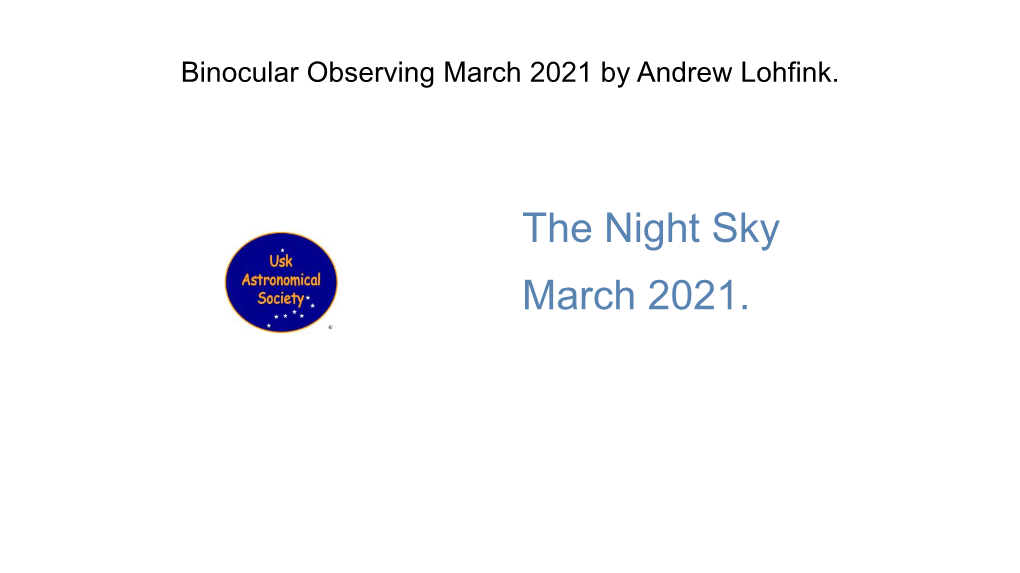 The Night Sky March 2021. Cancer Constellation