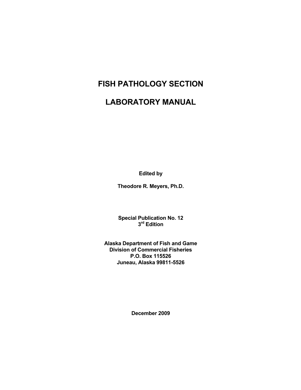 Fish Pathology Section Laboratory Manual