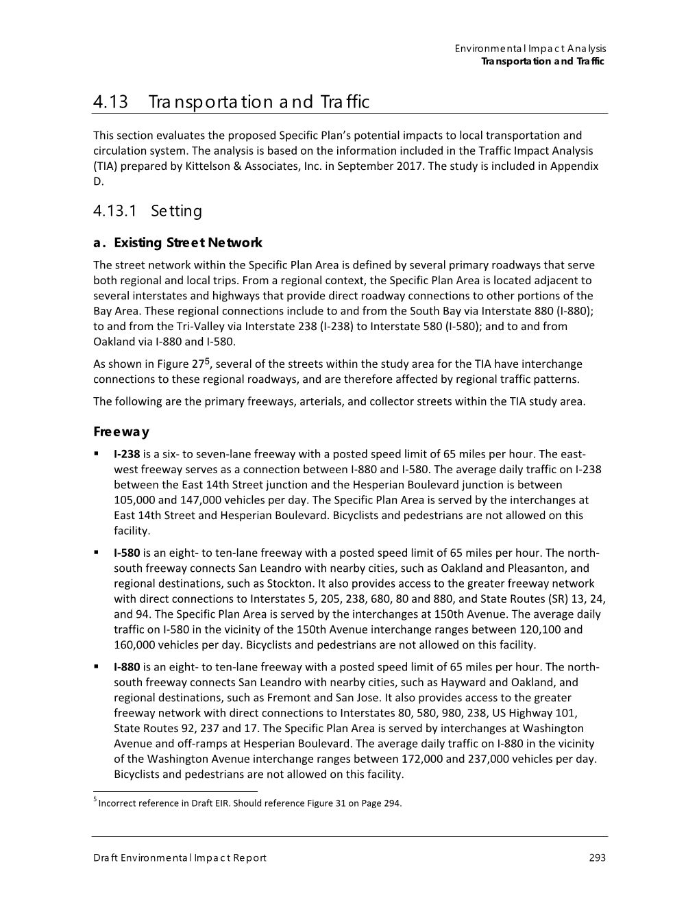 4.13 Transportation and Traffic