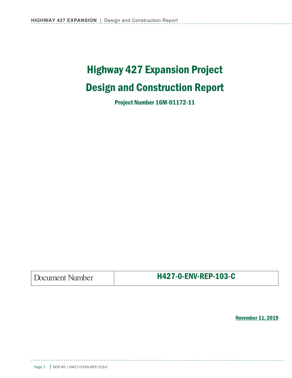 Highway 427 Expansion Project Design and Construction Report