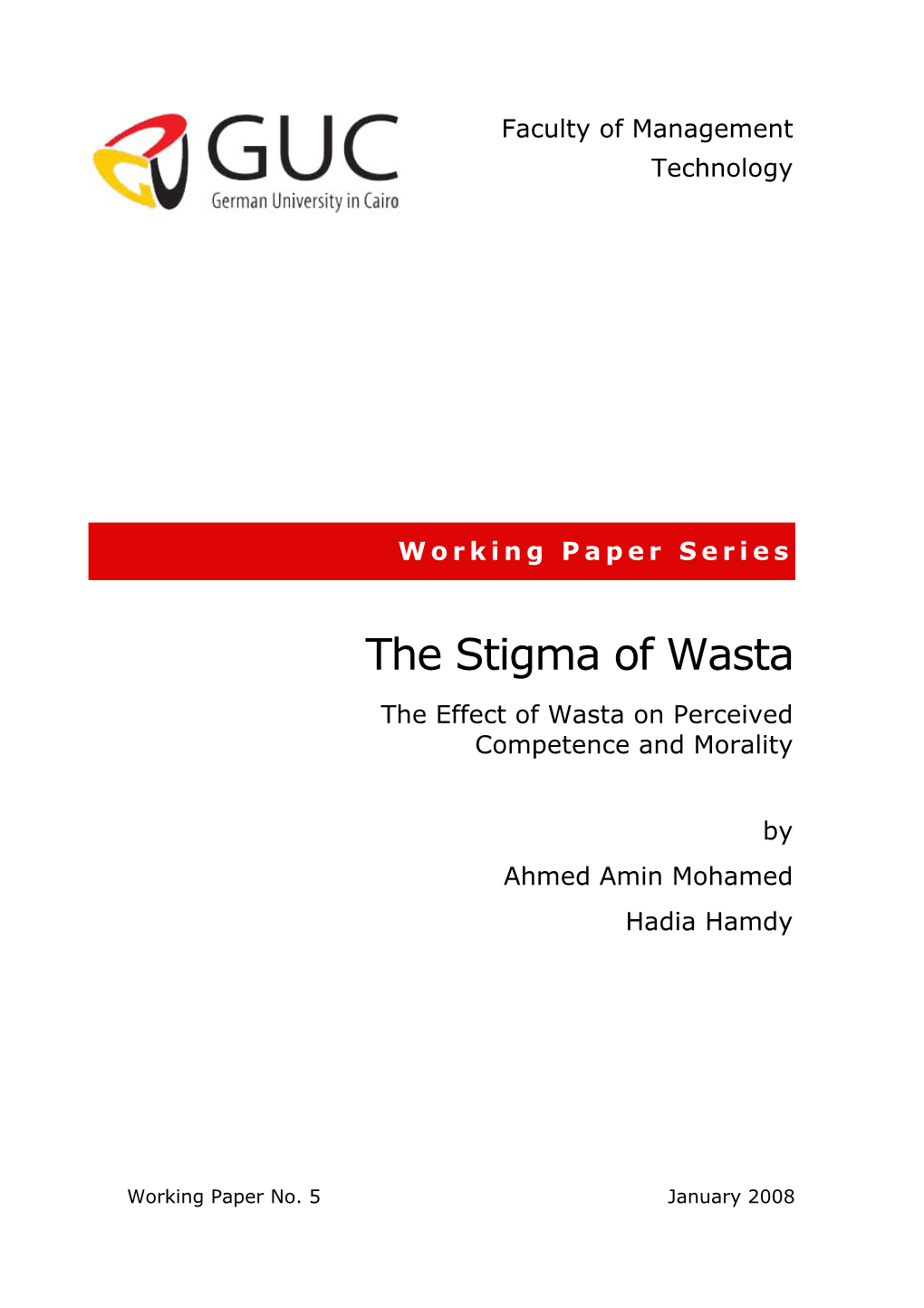 The Stigma of Wasta the Effect of Wasta on Perceived Competence and Morality