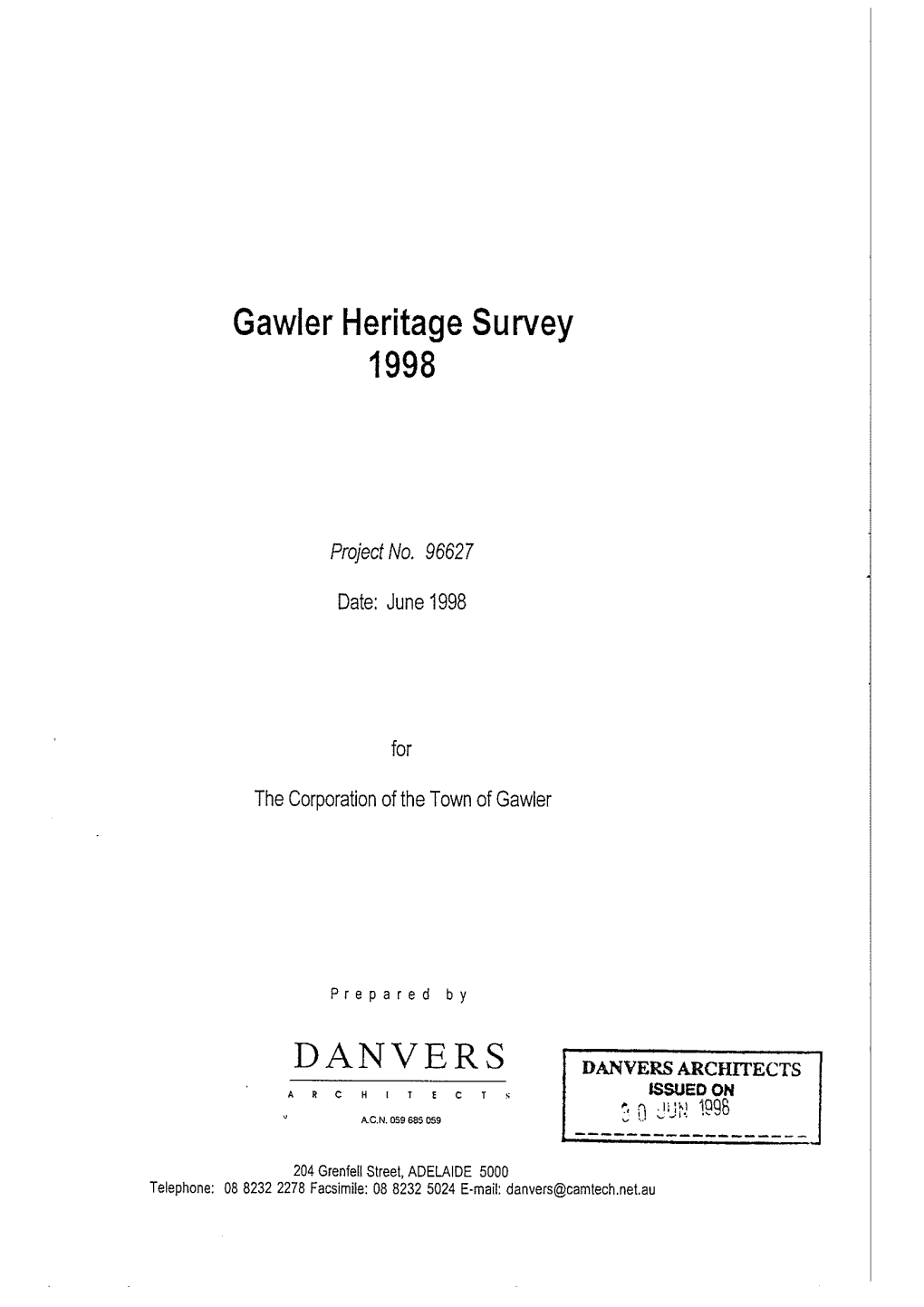 Gawler Heritage Survey 1998 DANVERS