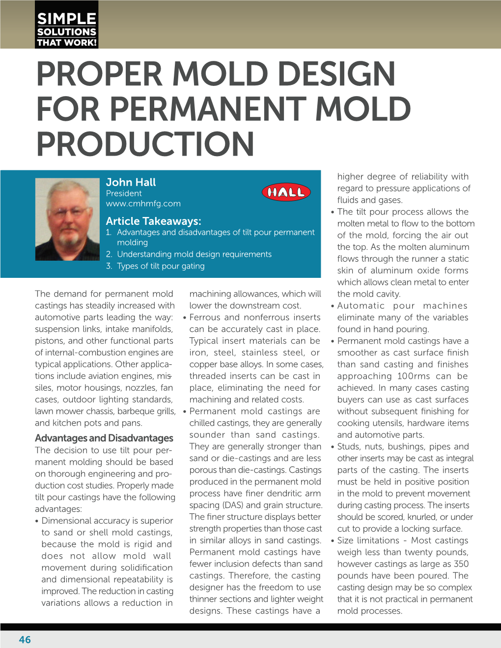 Proper Mold Design for Permanent Mold Production