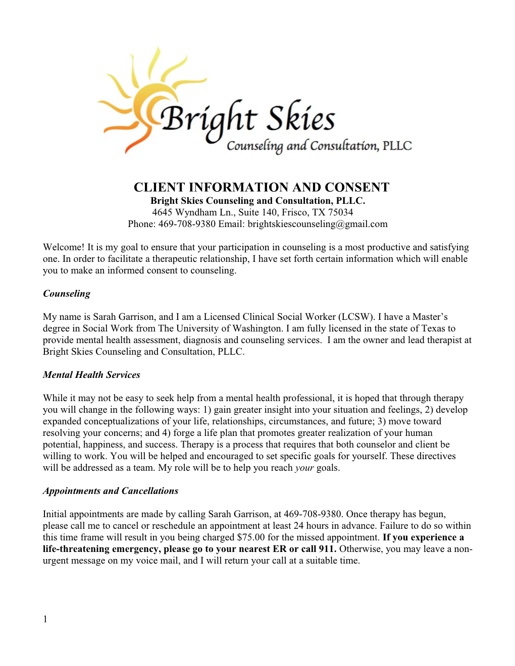 Client Information and Consent