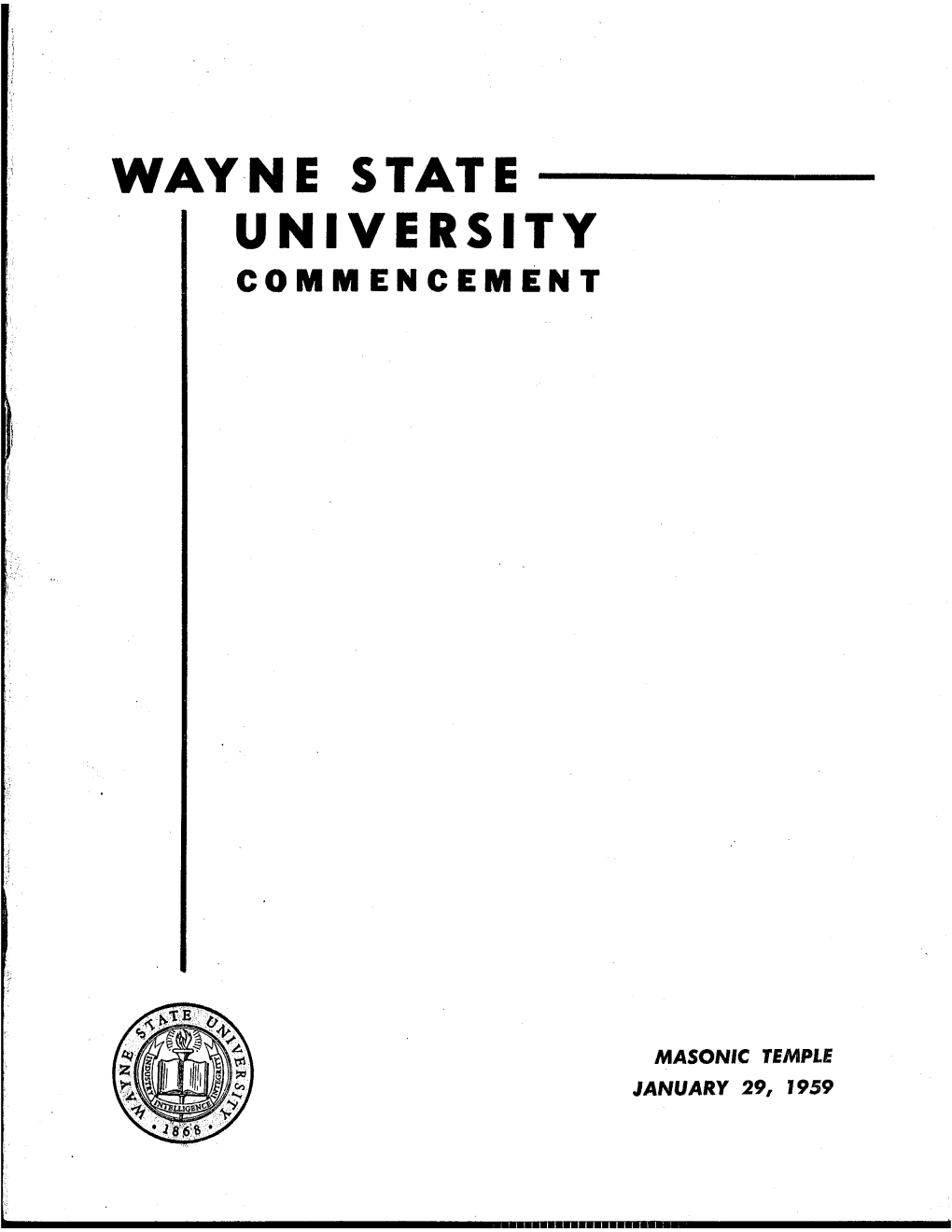 Wayne State University 1959 Commencement Programs