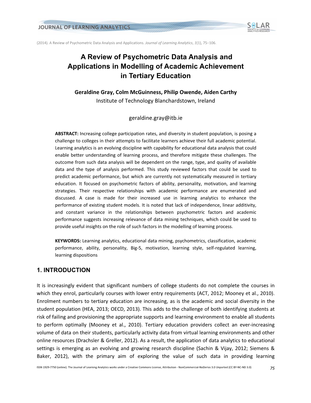 A Review of Psychometric Data Analysis and Applications in Modelling of Academic Achievement in Tertiary Education