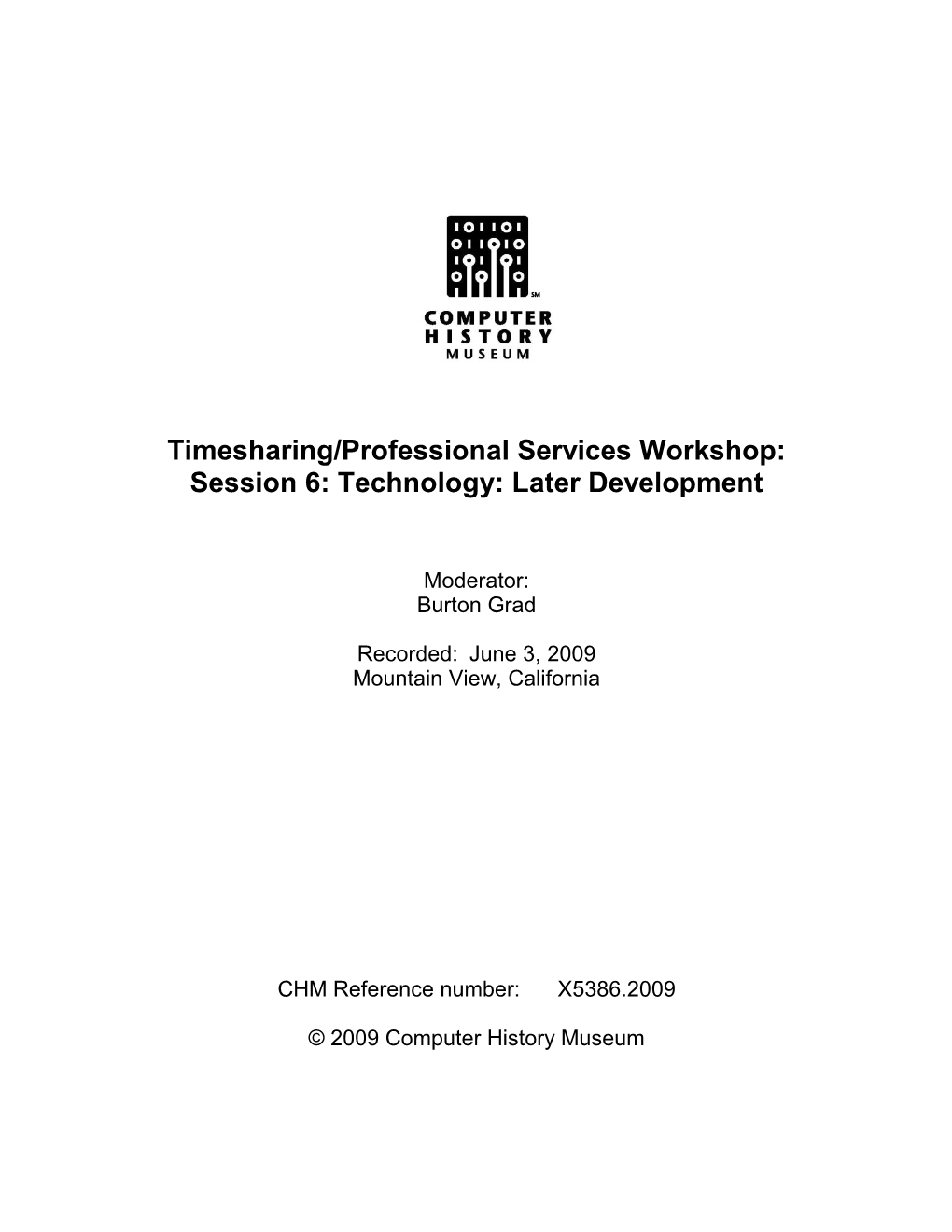 Timesharing and Remote Processing Services Meeting Session #6