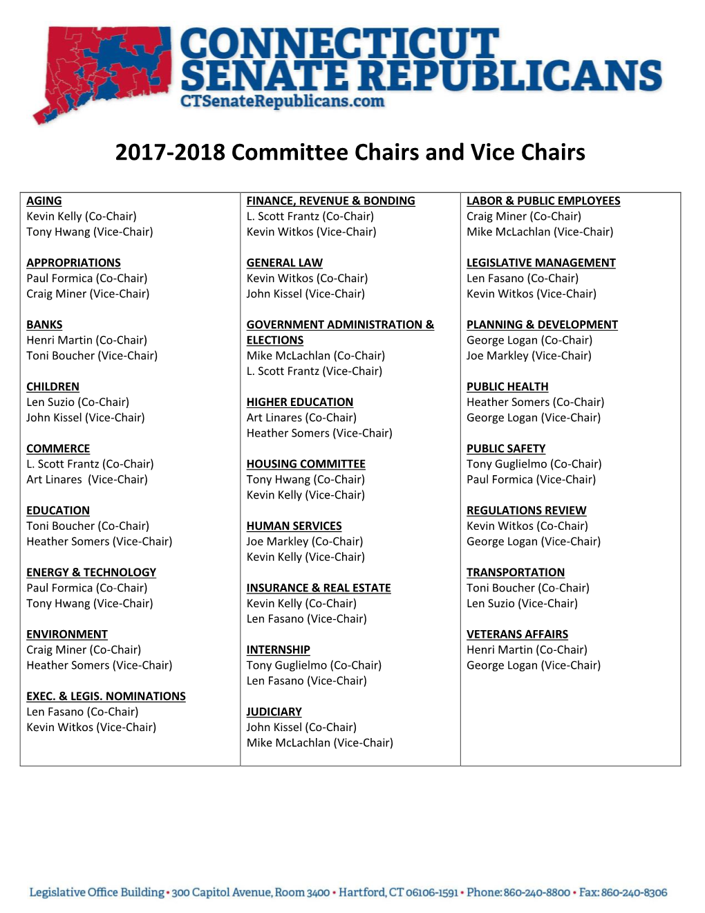 Senate Republicans Committee Chairs