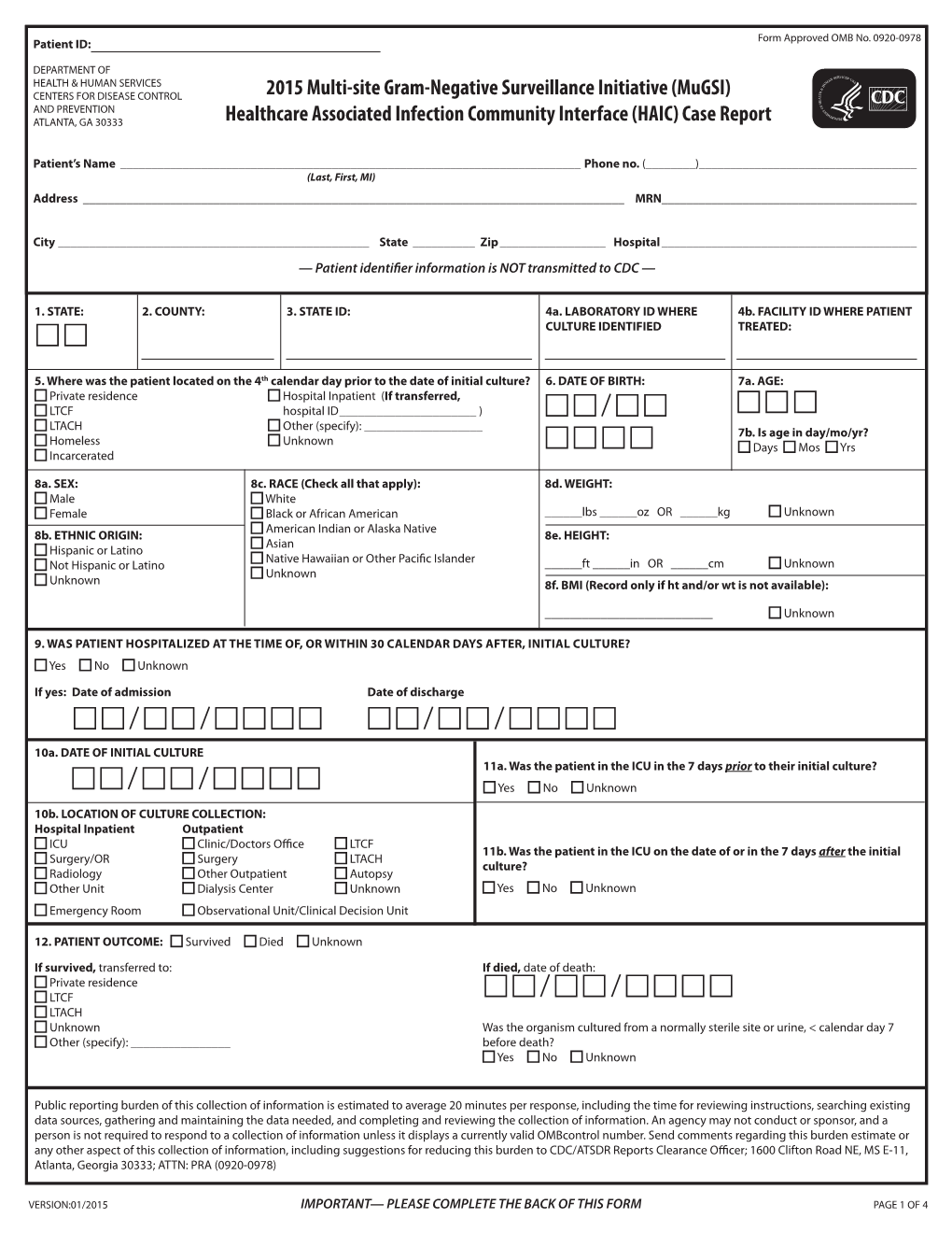 (Mugsi) Healthcare Associated Infection Community