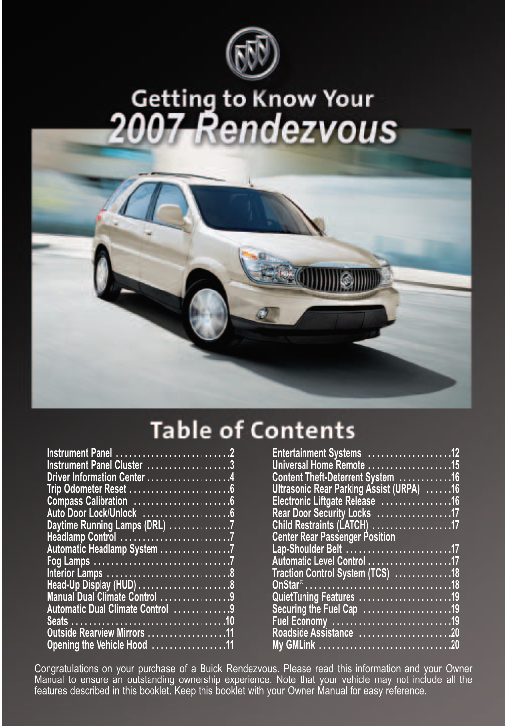 2007 Buick Rendezvous Get to Know Guide