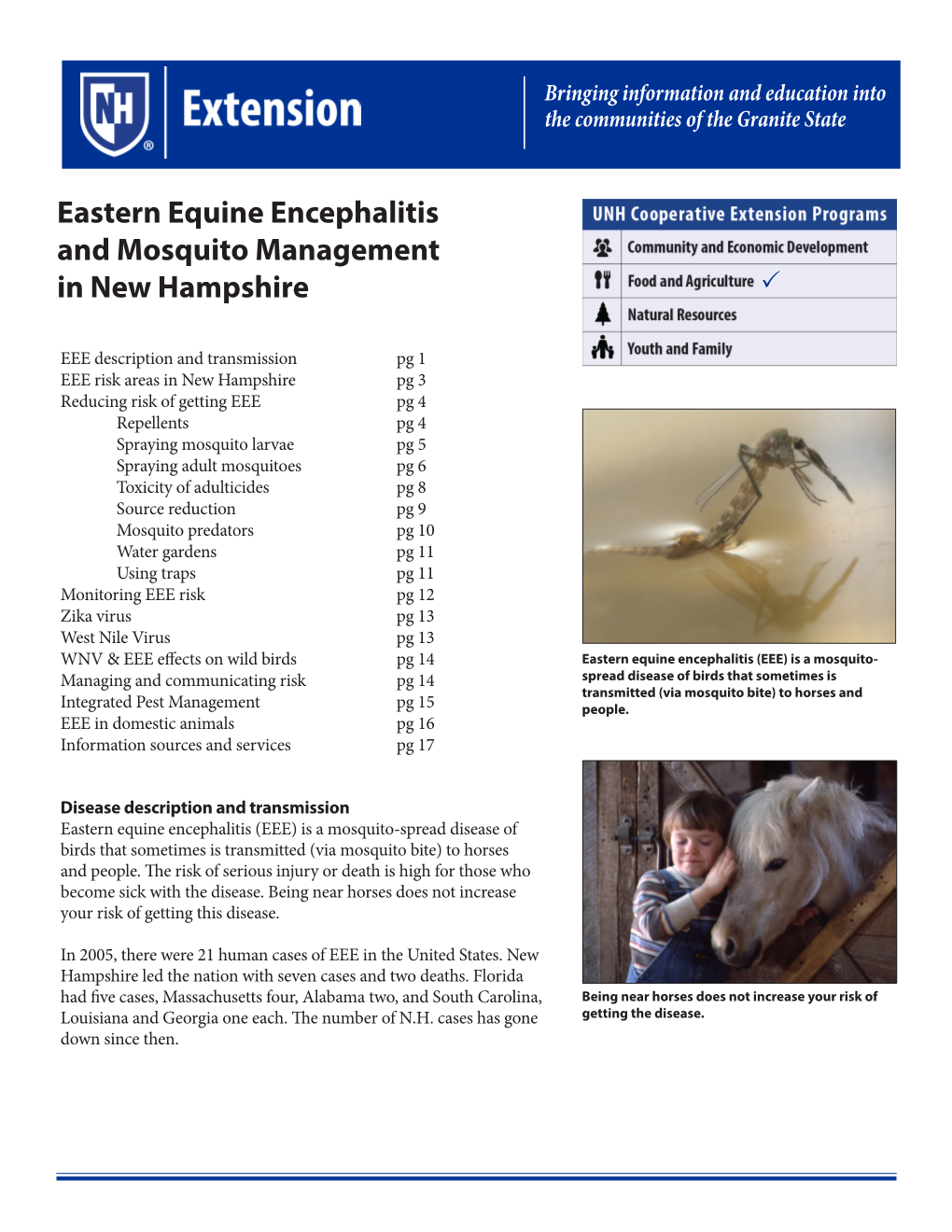 Eastern Equine Encephalitis and Mosquito Management in New Hampshire 