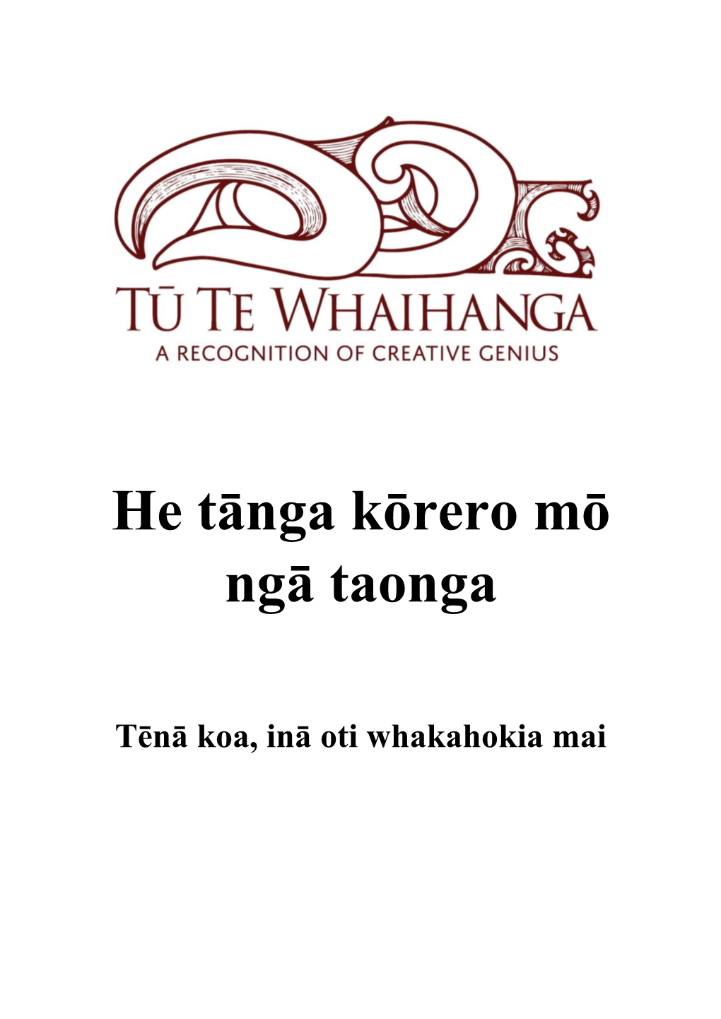 He Tānga Kōrero Mō Ngā Taonga