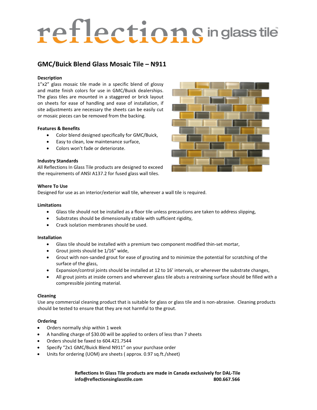 GMC/Buick Blend Glass Mosaic Tile – N911