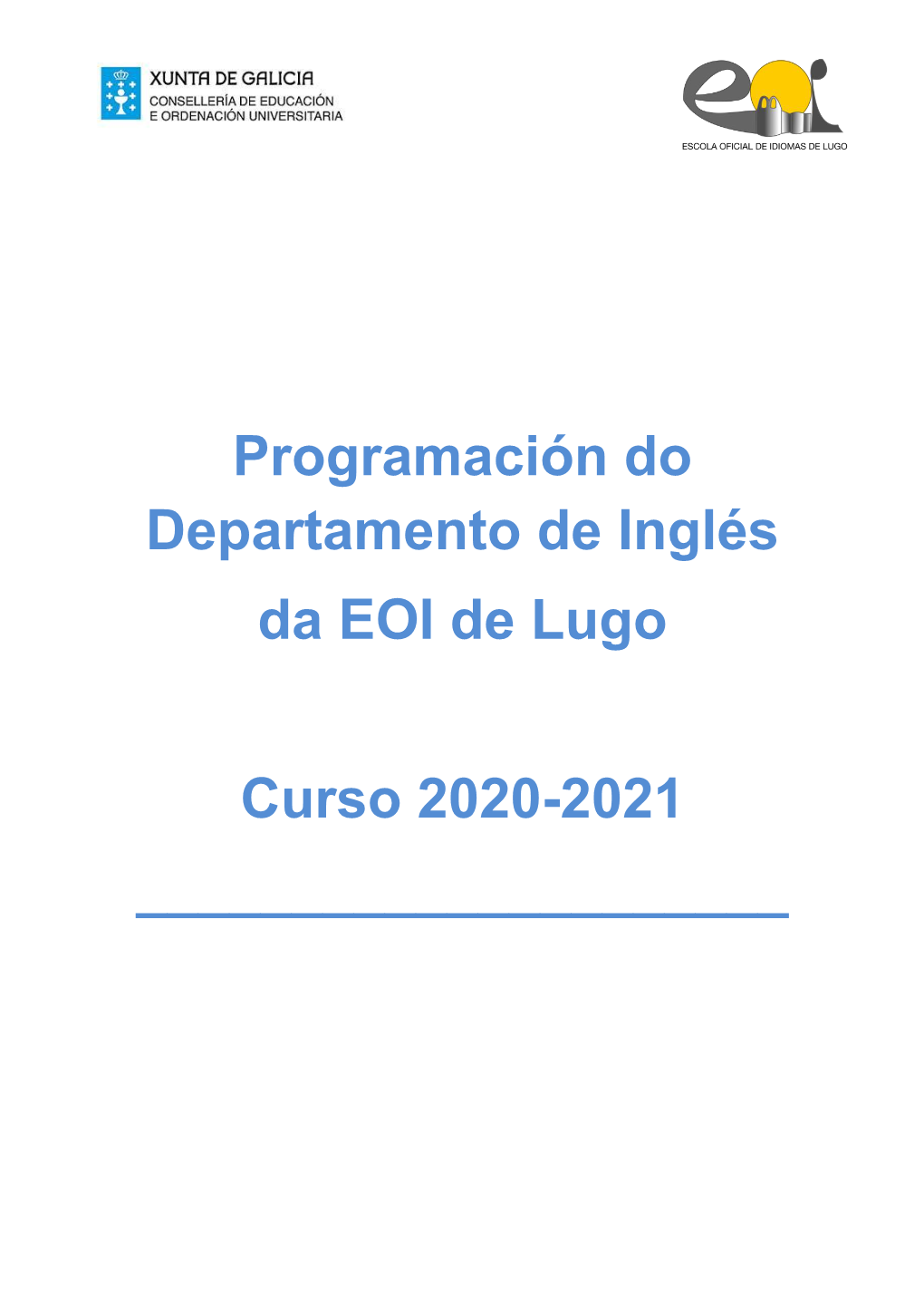 Programación Do Departamento De Inglés Da EOI De Lugo