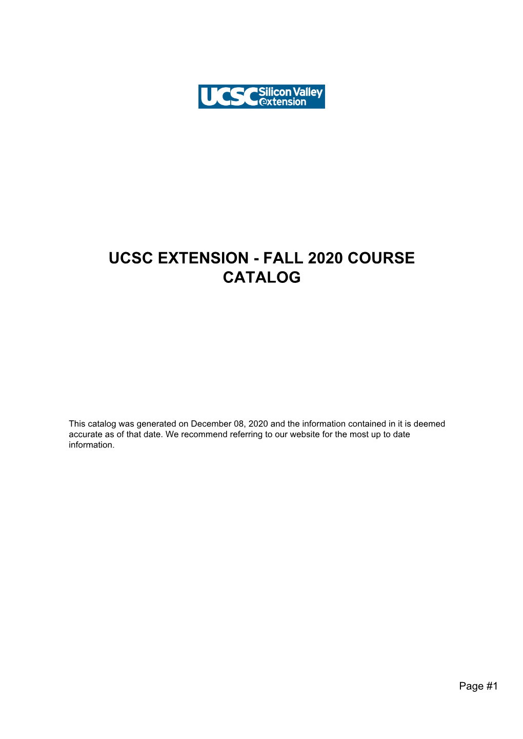 Fall 2020 Course Catalog