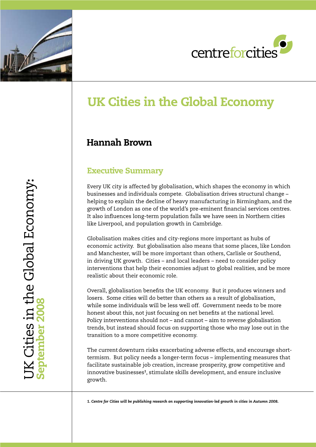 UK Cities in the Global Econom Y
