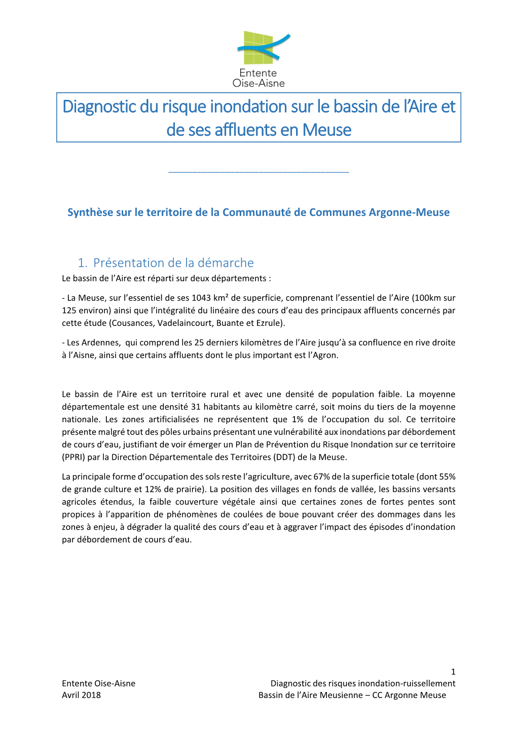 Diagnostic Du Risque Inondation Sur Le Bassin De L'aire Et De Ses Affluents En Meuse