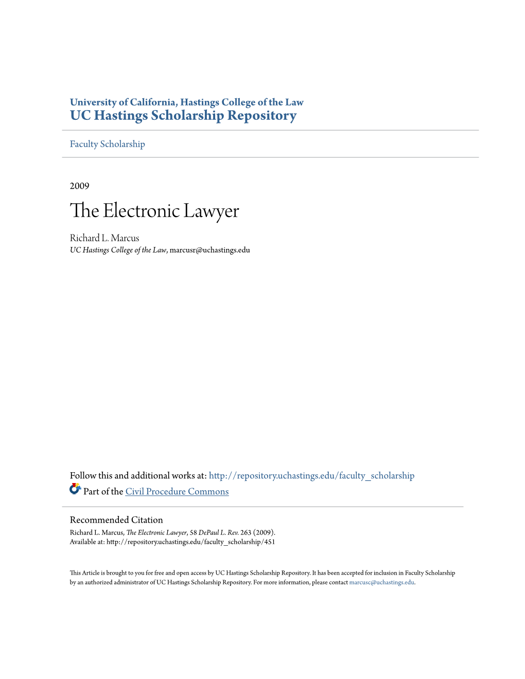 The Electronic Lawyer, 58 Depaul L