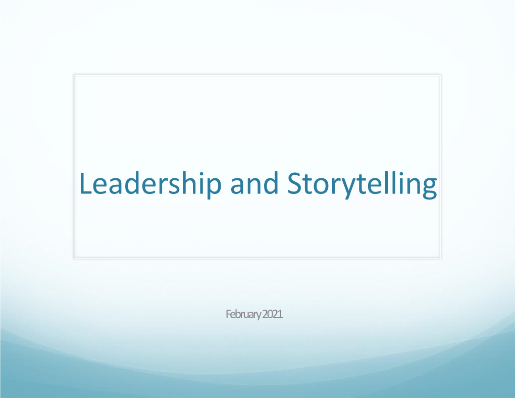 Leadership and Storytelling