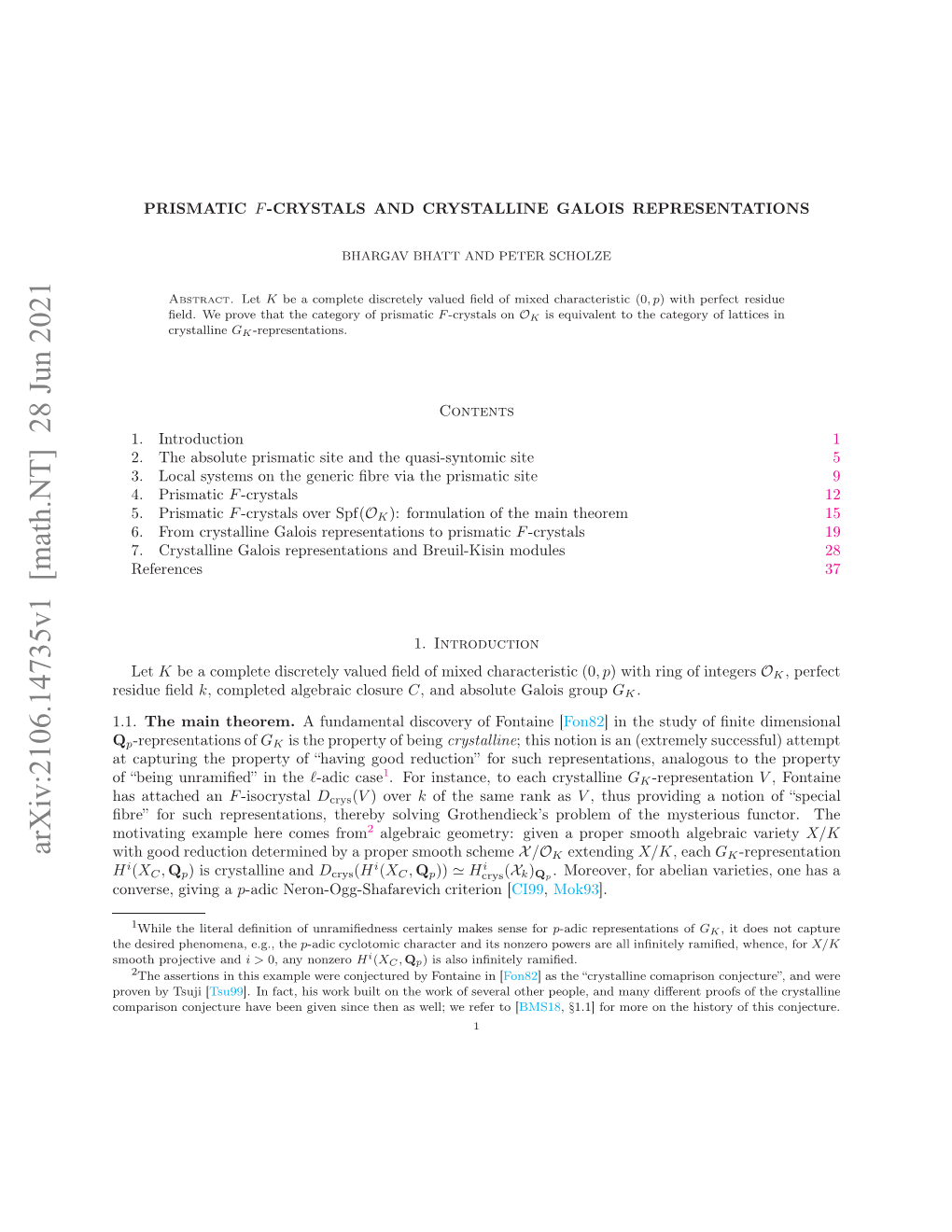 Prismatic $ F $-Crystals and Crystalline Galois Representations