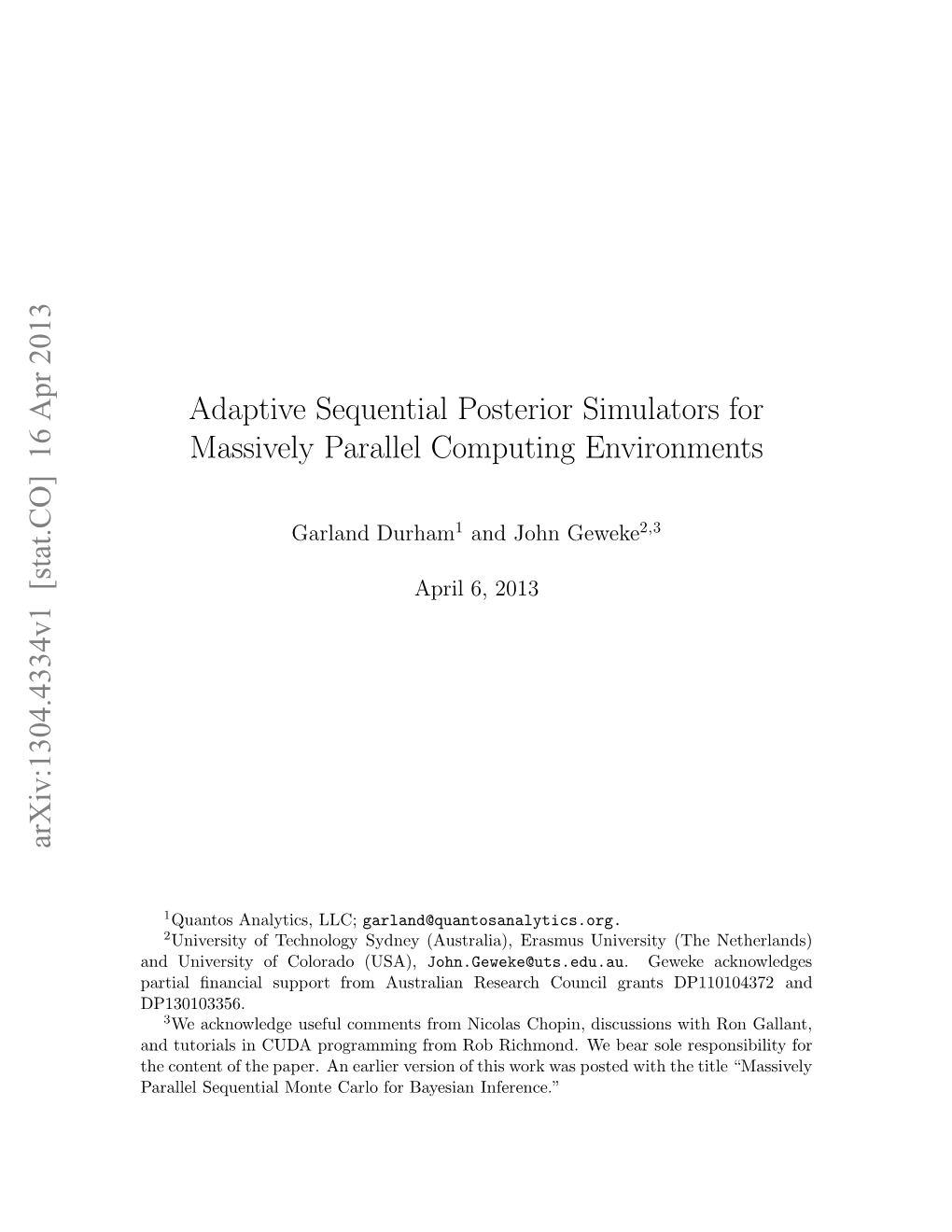 Adaptive Sequential Posterior Simulators for Massively Parallel Computing Environments