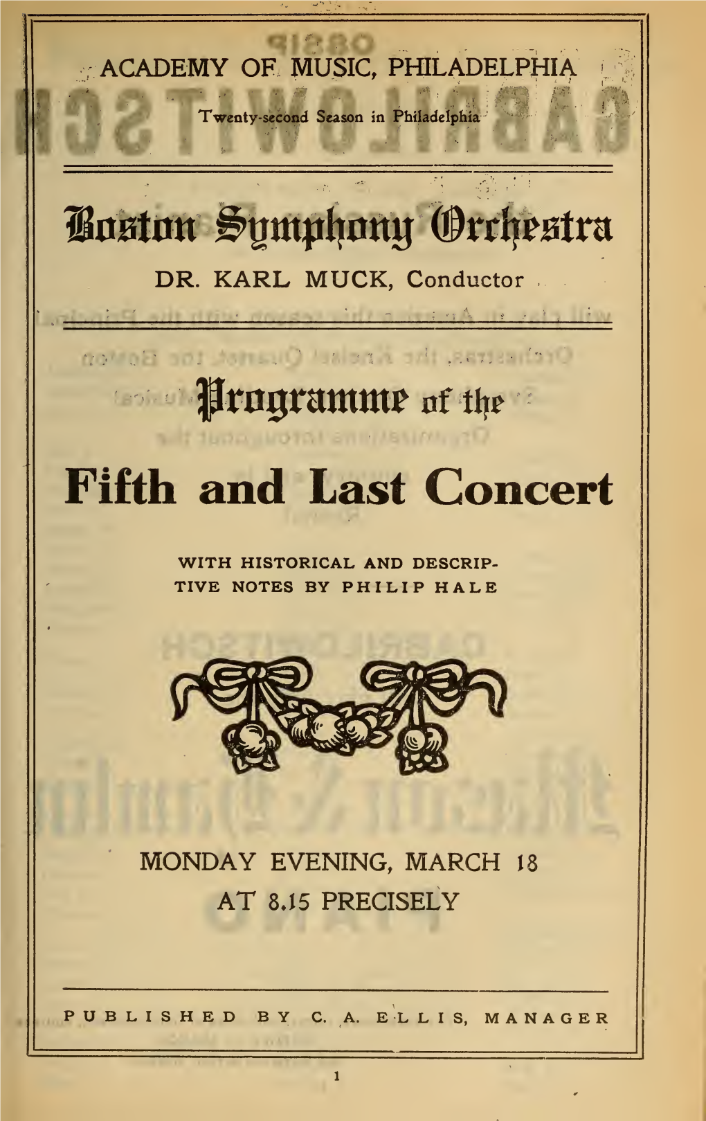 Boston Symphony Orchestra Concert Programs, Season 26,1906-1907, Trip