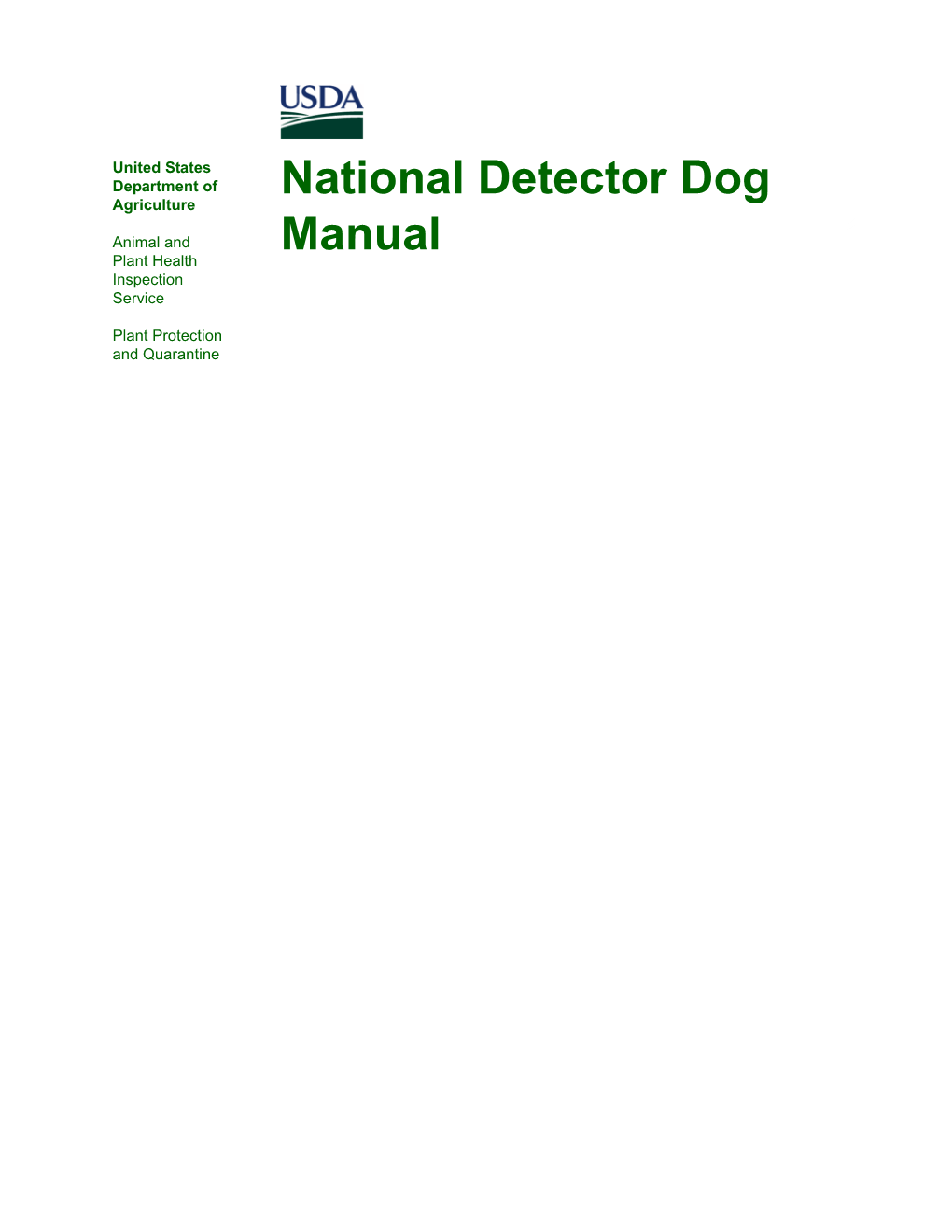 National Detector Dog Manual