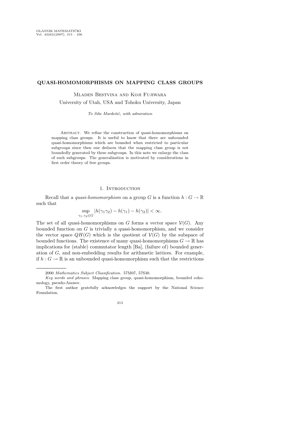 Quasi-Homomorphisms on Mapping Class Groups