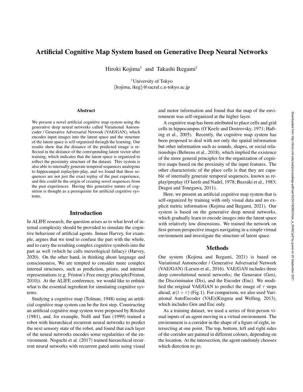 Artificial Cognitive Map System Based on Generative Deep Neural Networks