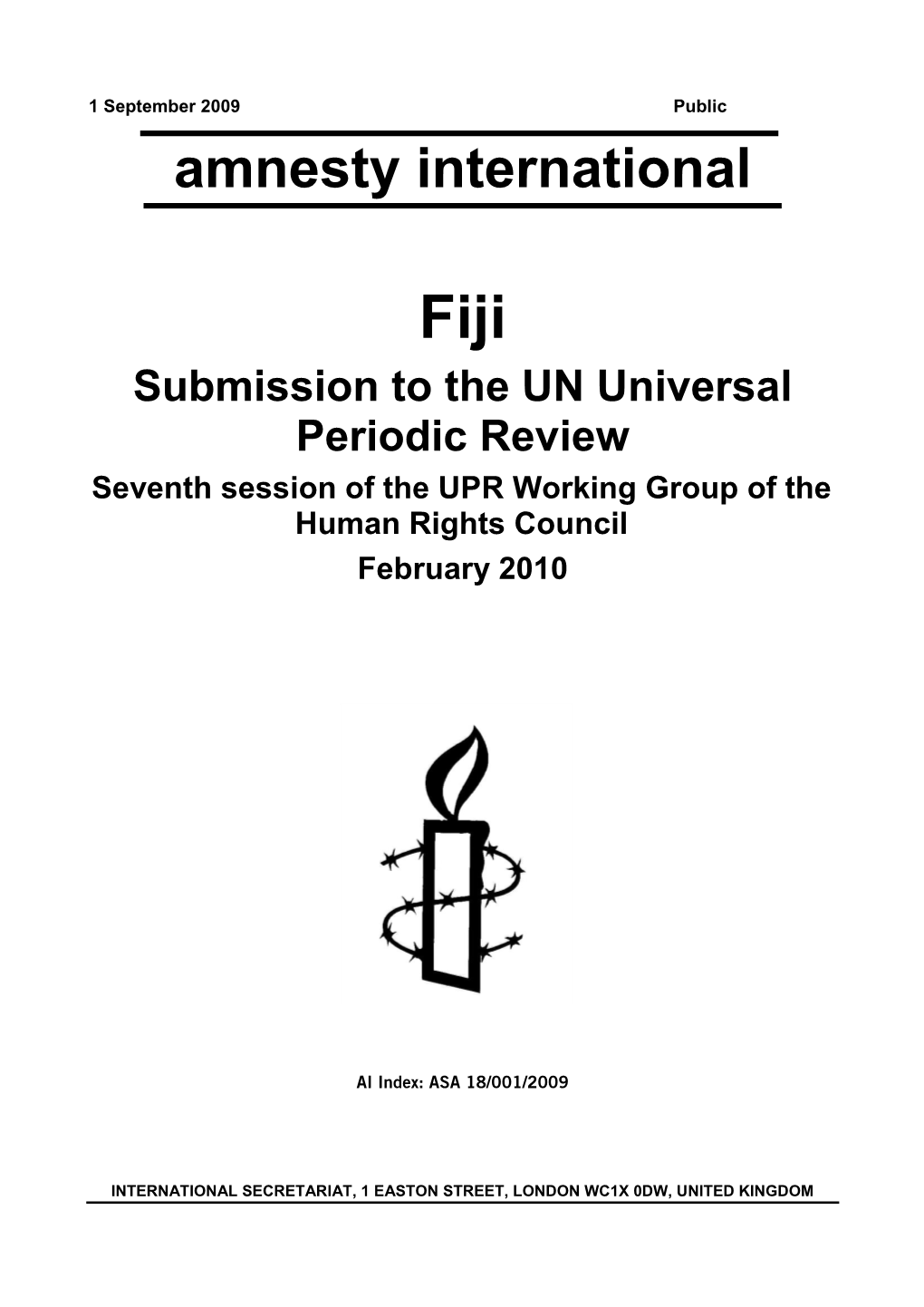 Fiji: Submission to the UN Universal Periodic Review