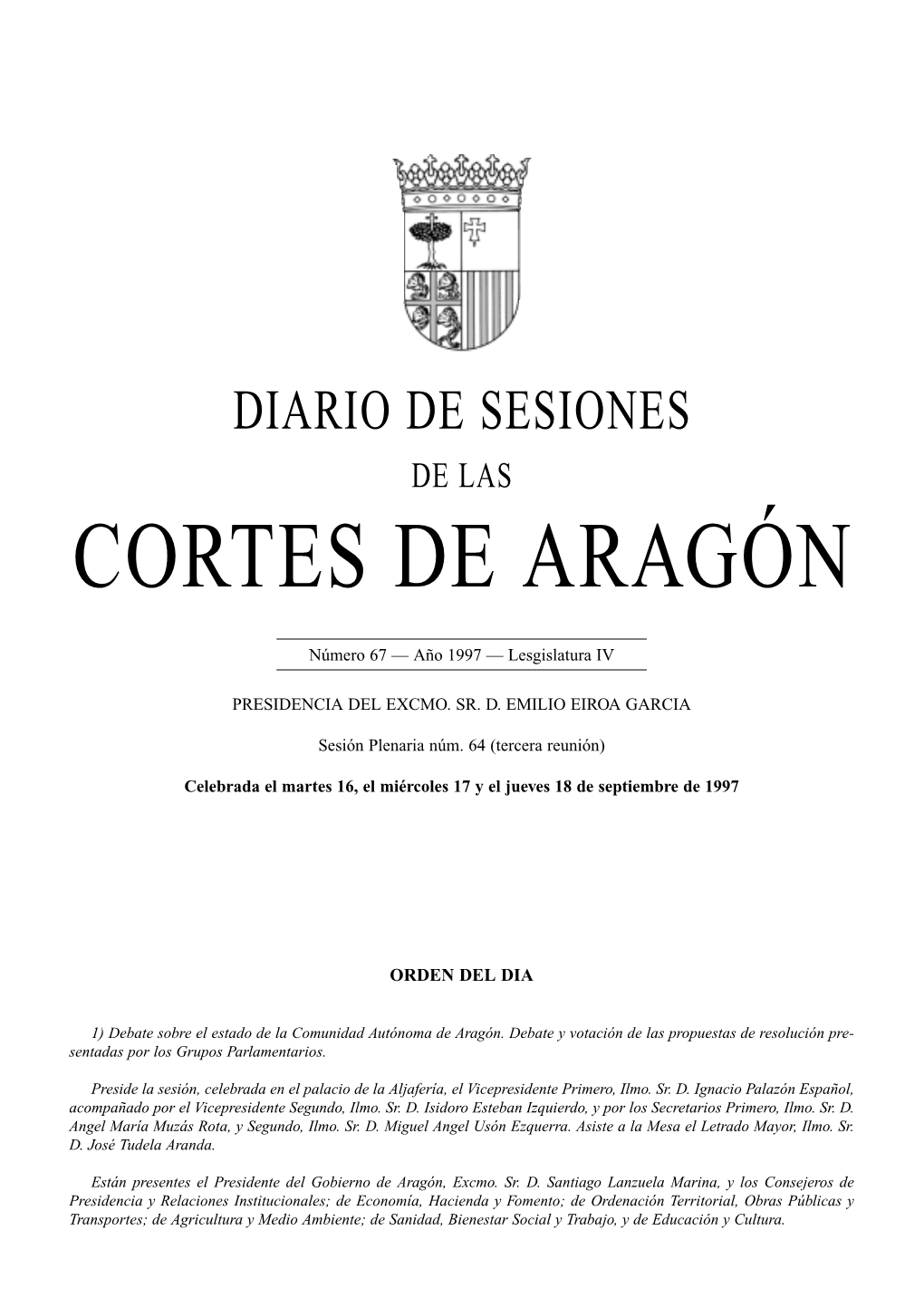 Diario De Sesiones De Las Cortes De Aragón