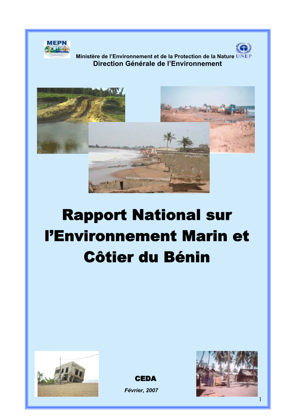 Rapport National Sur L'environnement Marin Et Côtier Du Bénin