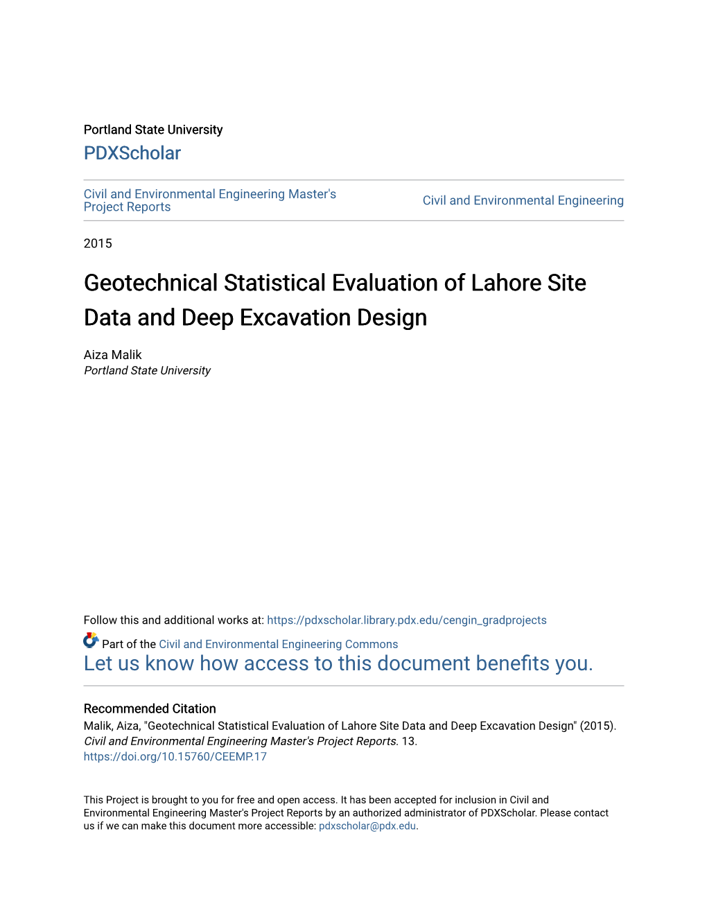 Geotechnical Statistical Evaluation of Lahore Site Data and Deep Excavation Design