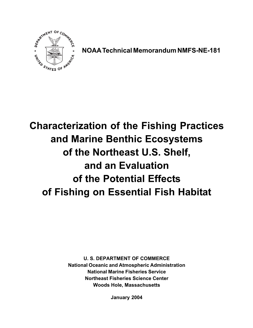 Characterization of the Fishing Practices and Marine Benthic Ecosystems of the Northeast U.S