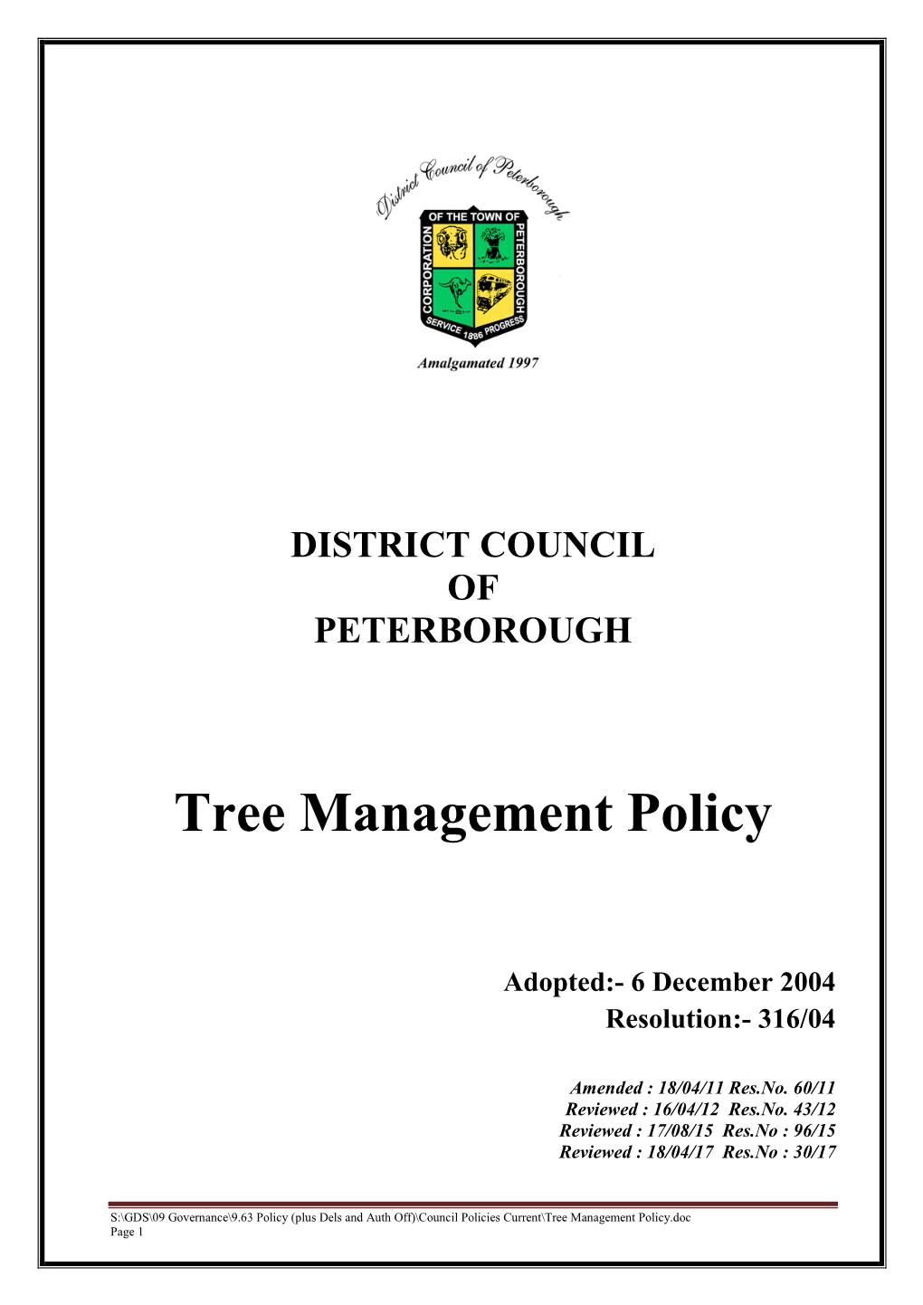 Tree Management Policy