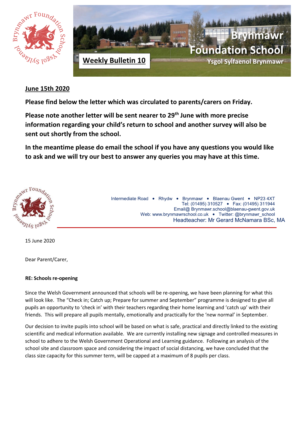 Weekly Bulletin 10 Ysgol Sylfaenol Brynmawr