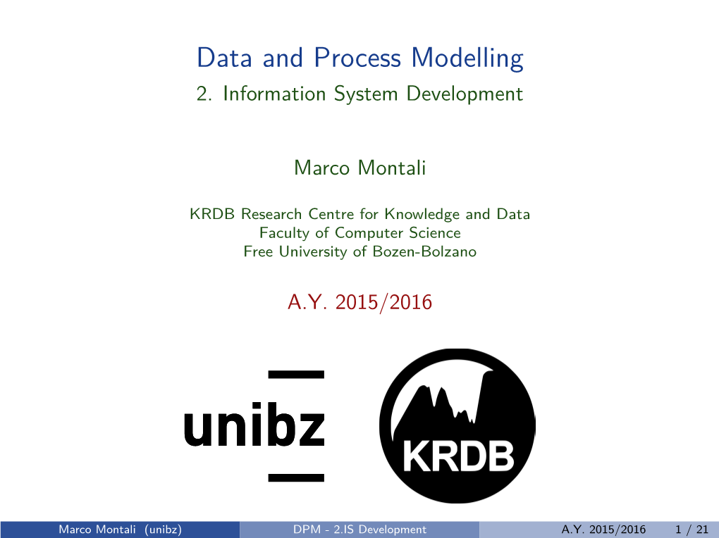 Data and Process Modelling 2