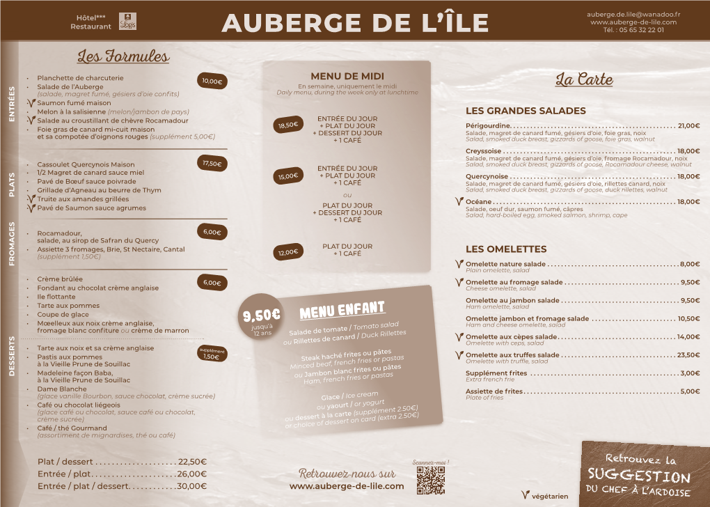 LES OMELETTES (Supplément 1,50€) 12,00€ + 1 CAFÉ